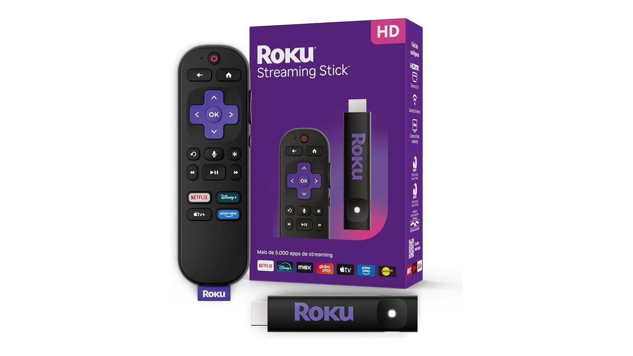 Roku Streaming Stick (2025) com controle remoto